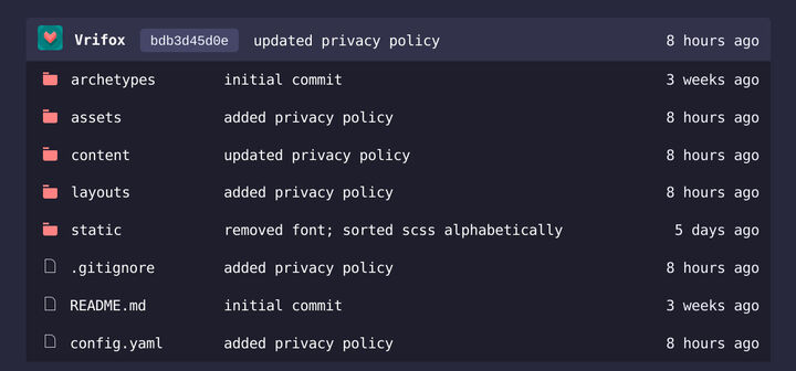 The Gitea repository with the changed directory and file icons